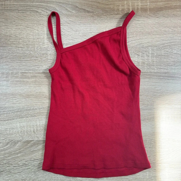Reformation Liah Knit Tank Top Shirt Asymmetrical Red Small - Picture 4 of 7